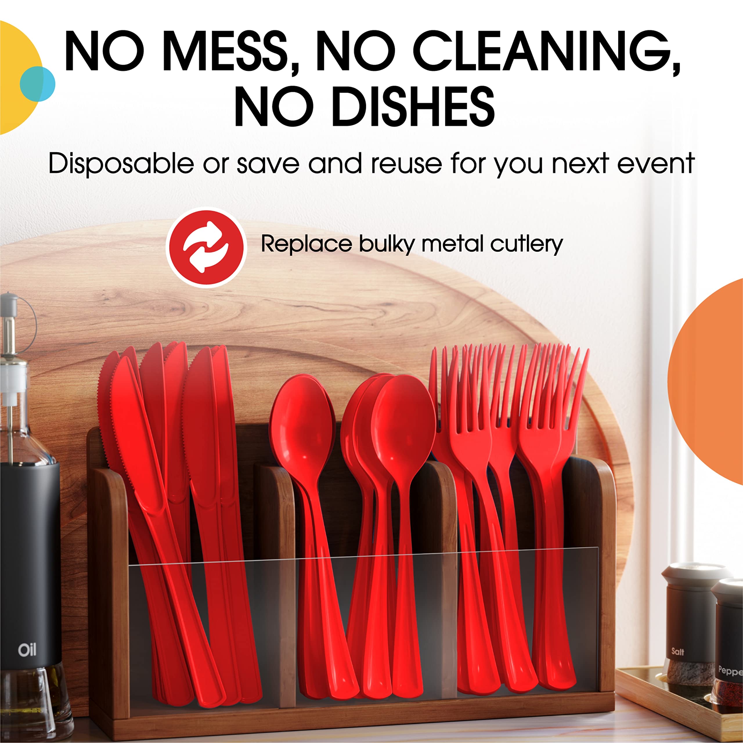 Heavy Duty Red Plastic Spoons - 7 in. | 100 Count