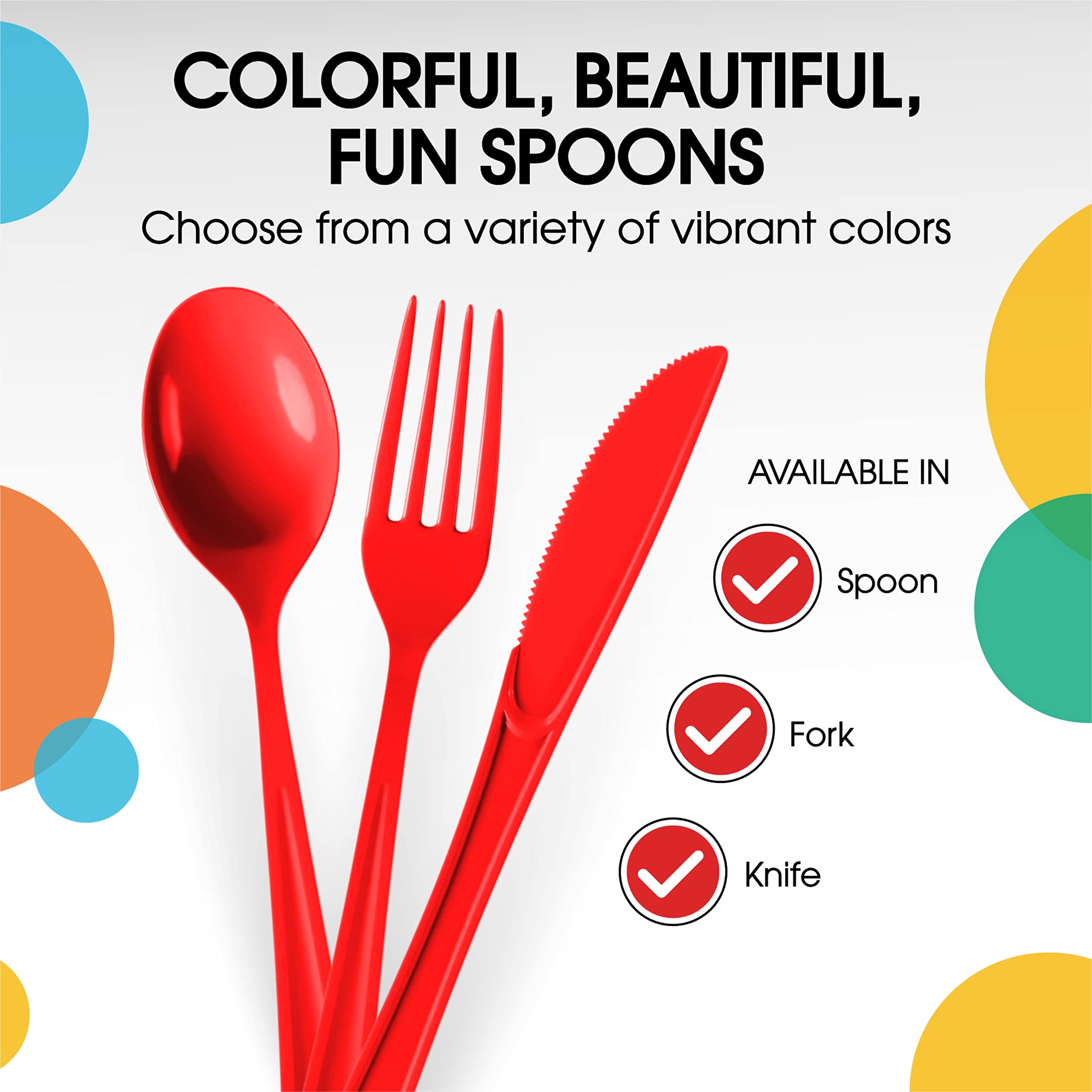 Heavy Duty Red Plastic Spoons - 7 in. | Case of 1200