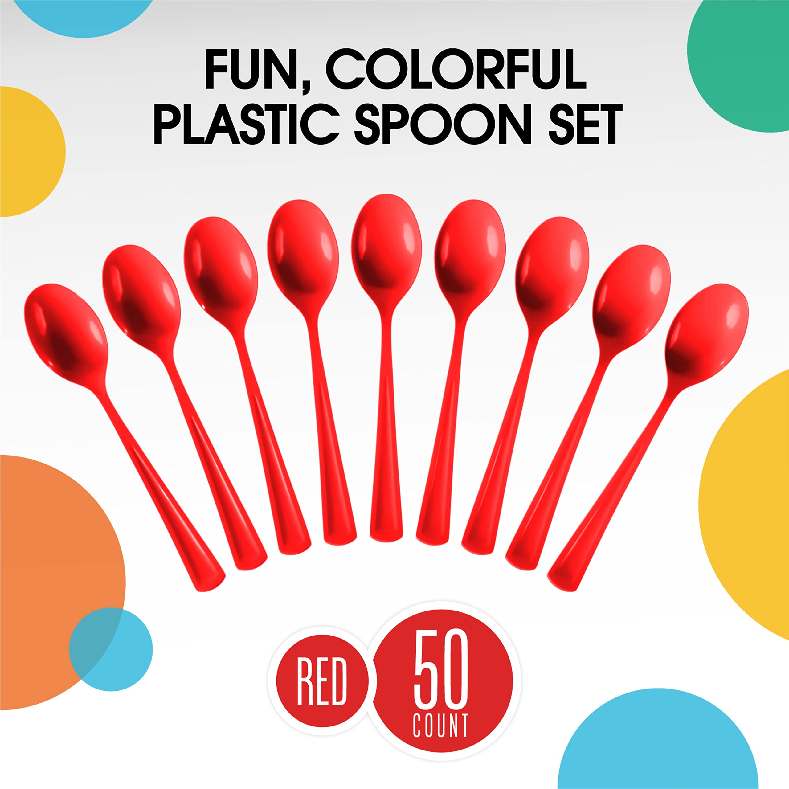 Heavy Duty Red Plastic Spoons - 7 in. | 100 Count