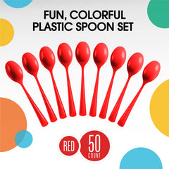 Heavy Duty Red Plastic Spoons - 7 in. | 100 Count