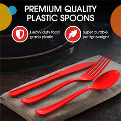 Heavy Duty Red Plastic Spoons - 7 in. | 100 Count