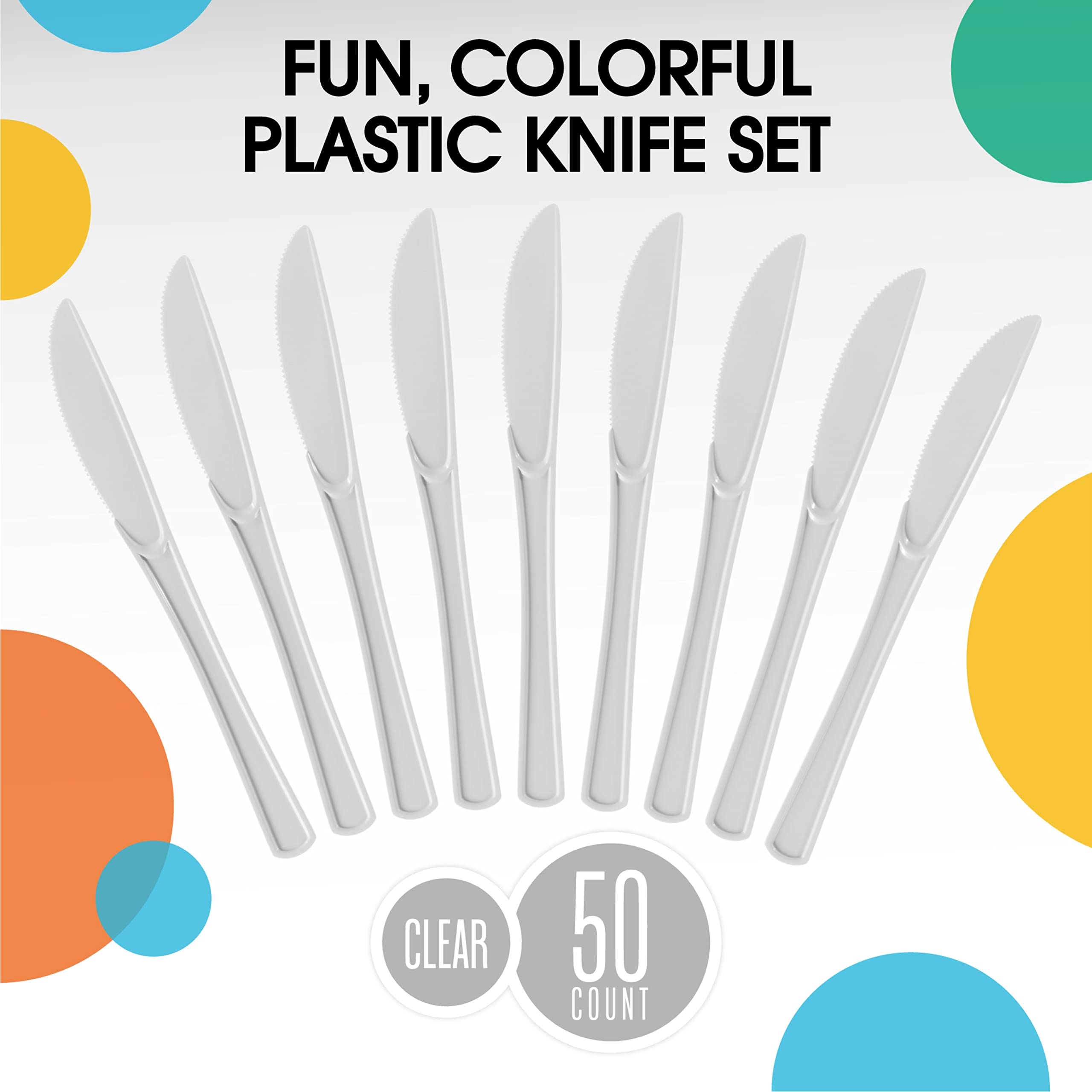Heavy Duty White Plastic Knives | 50 Count