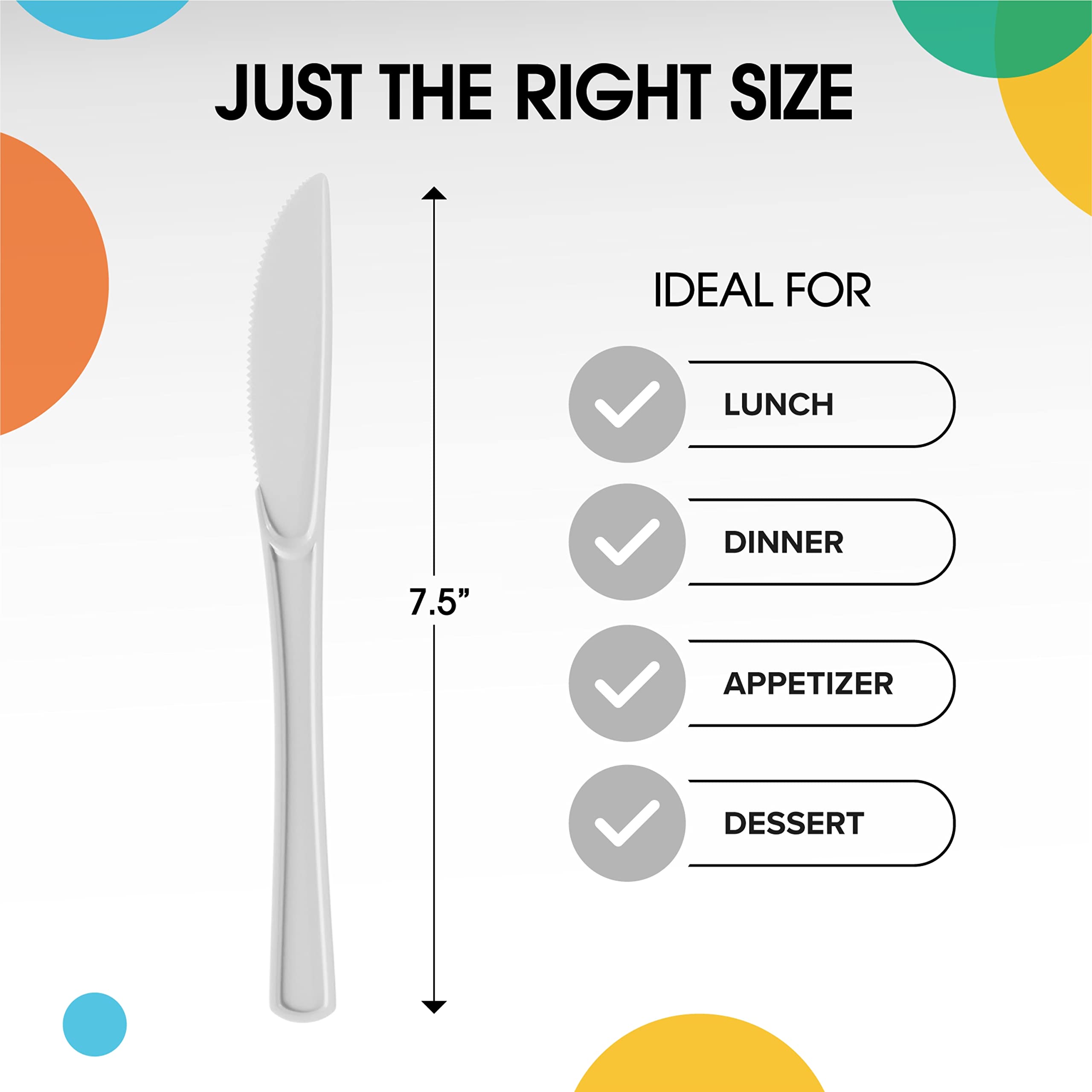 Heavy Duty White Plastic Knives - 7.75 in. | 100 Count