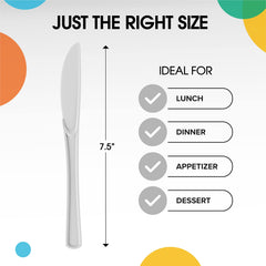 Heavy Duty White Plastic Knives - 7.75 in. | 100 Count