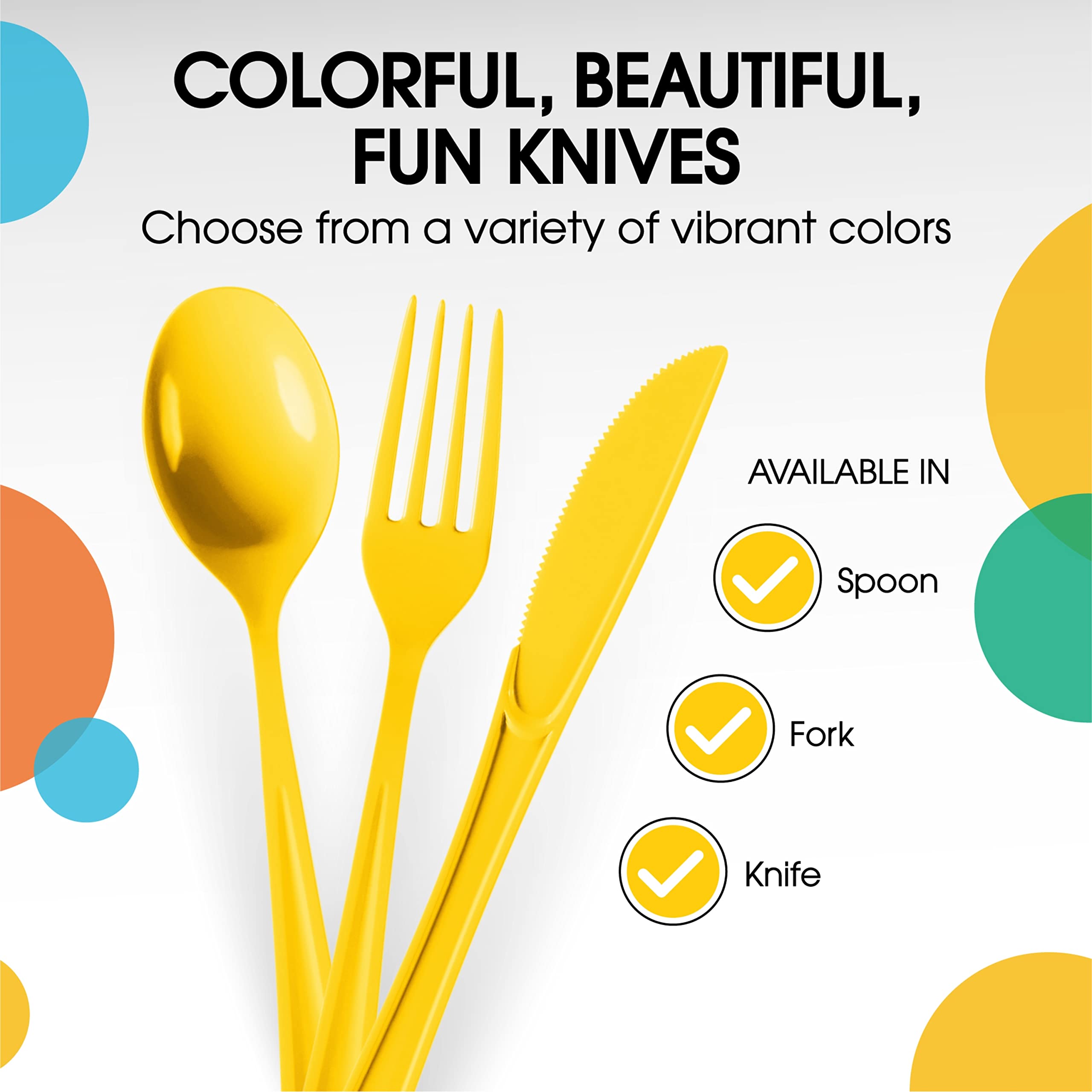 Heavy Duty Yellow Plastic Knives | 50 Count