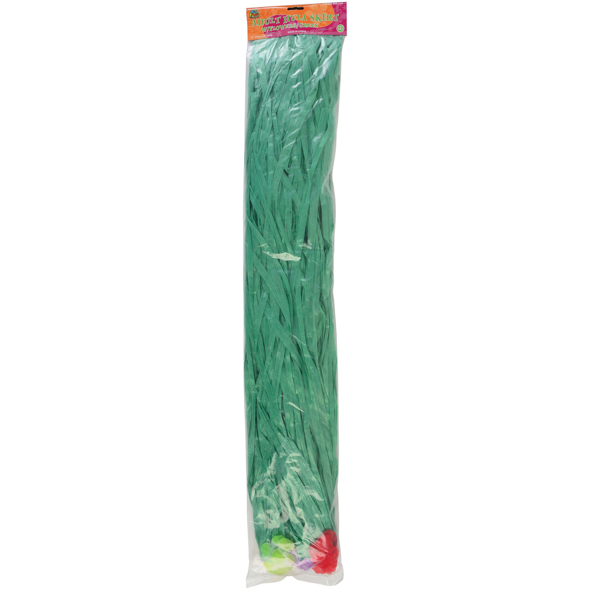 Adult Hula Skirt W/Flowers/Green - 1 Count