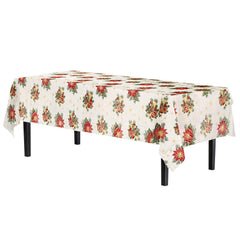 Holiday Print Plastic Table Cover - 54 in. x 108 in. | Case of 48