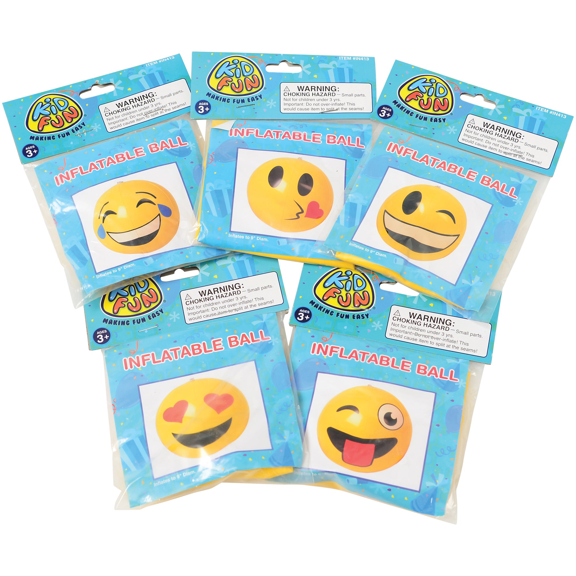 Emoji Inflatable Balls/12 In - 12 Count