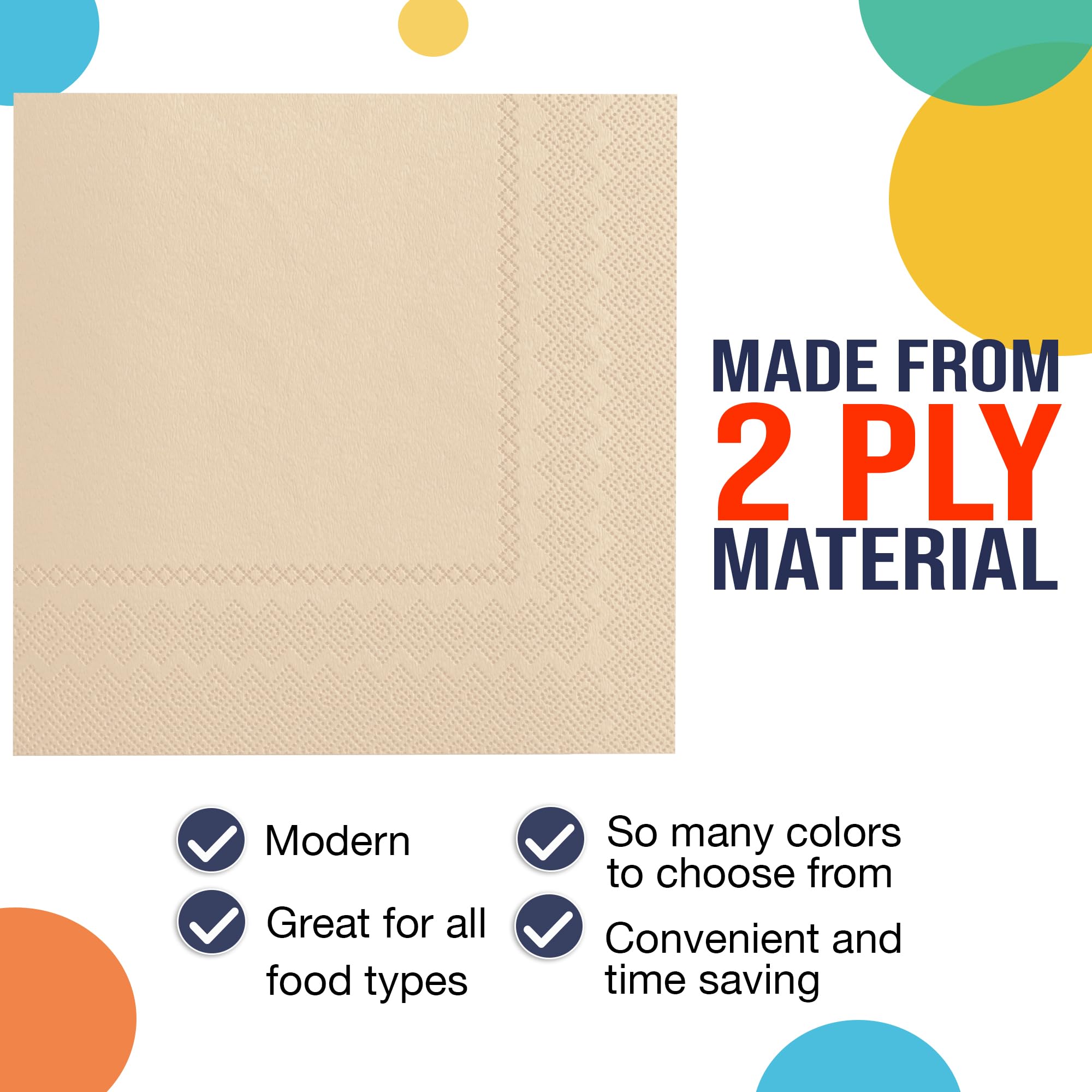Ivory Beverage Napkins - 4.75 in. x 4.75 in. | Case of 3600