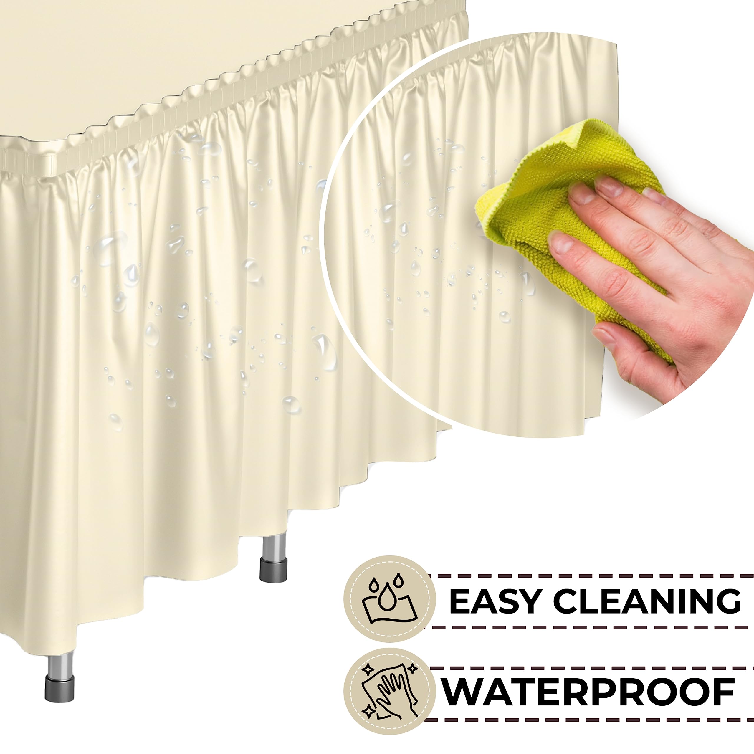 Ivory plastic table skirt