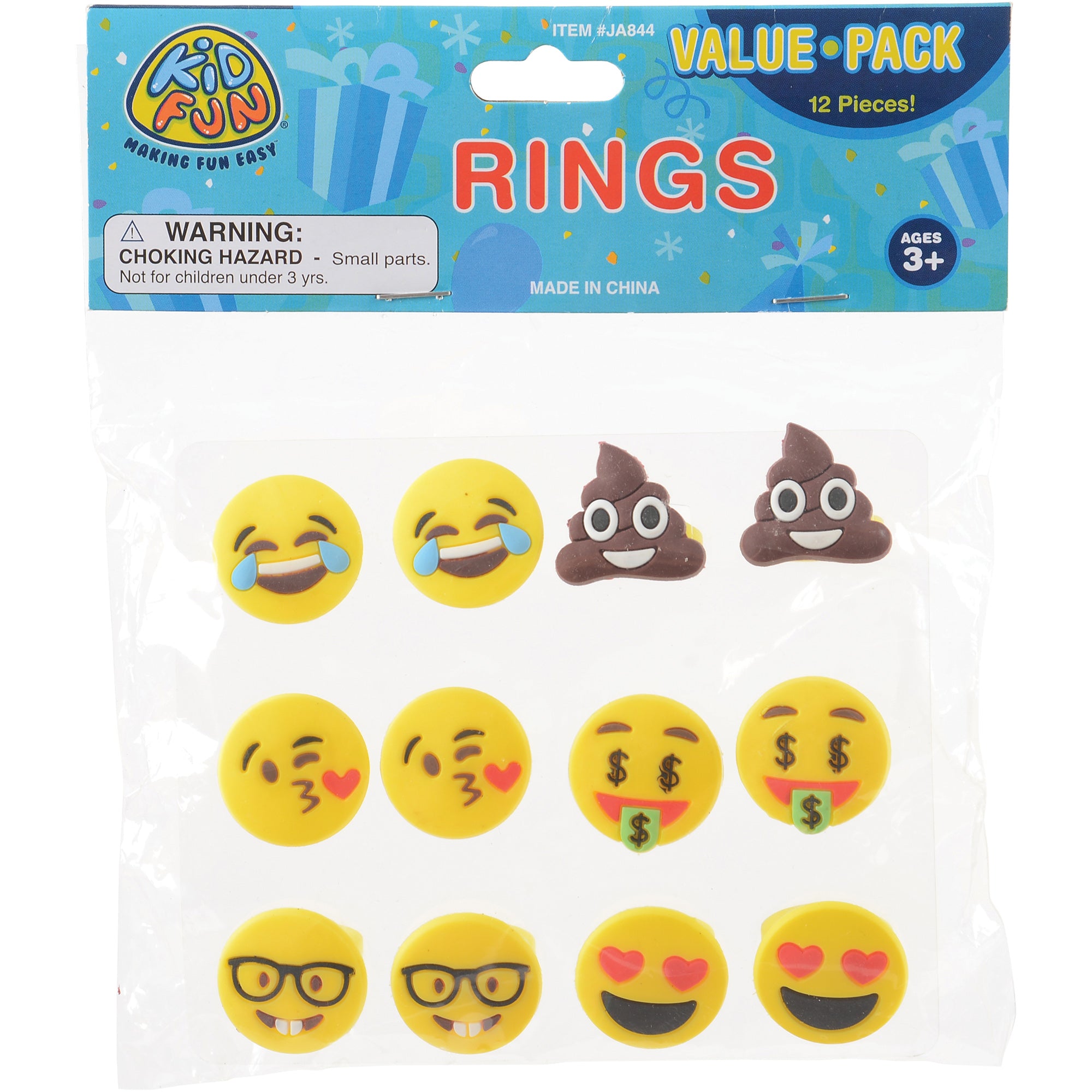 Emoji Rings - 12 Count