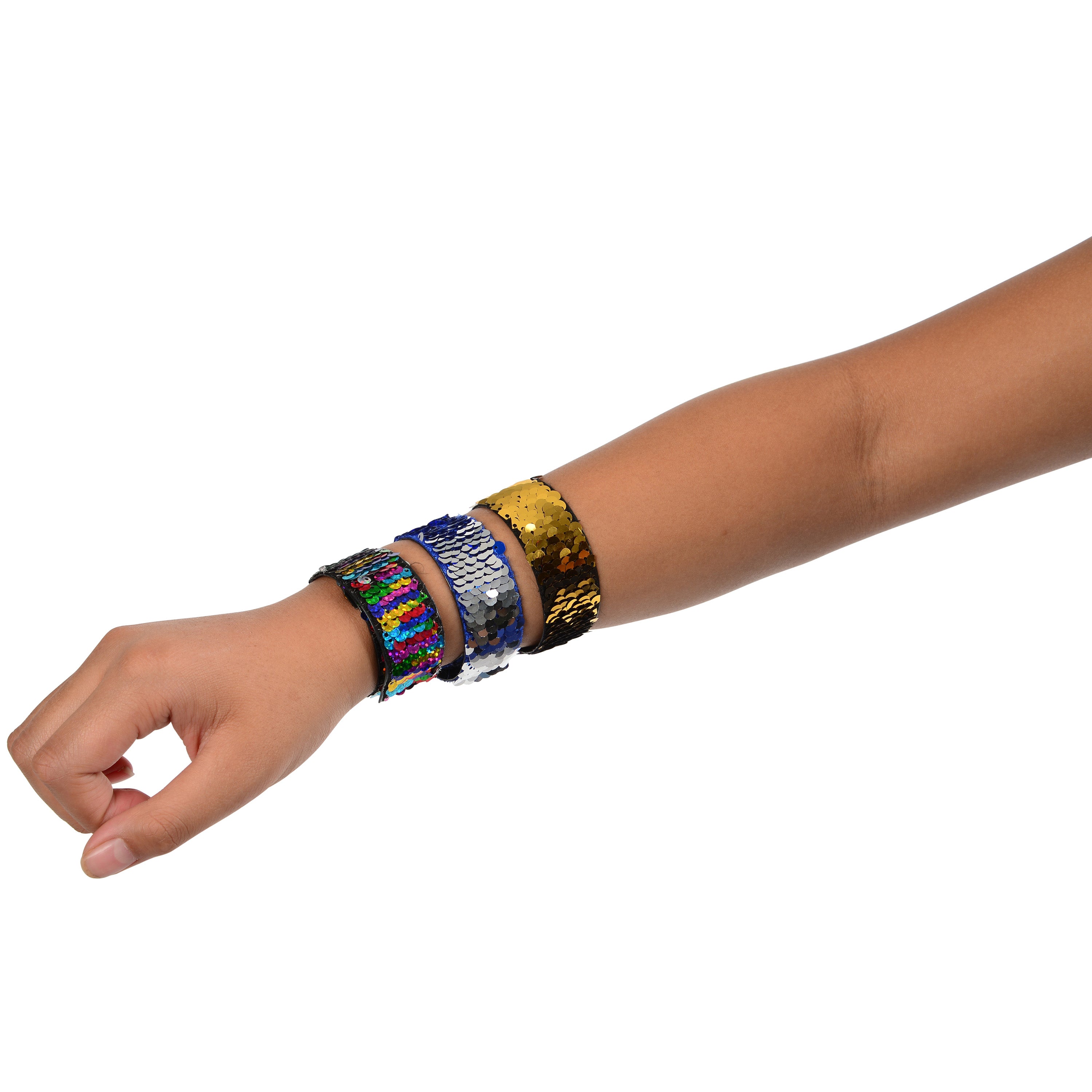 Rainbow Sequin Slap Bracelet/24 Per Disp - 24 Count