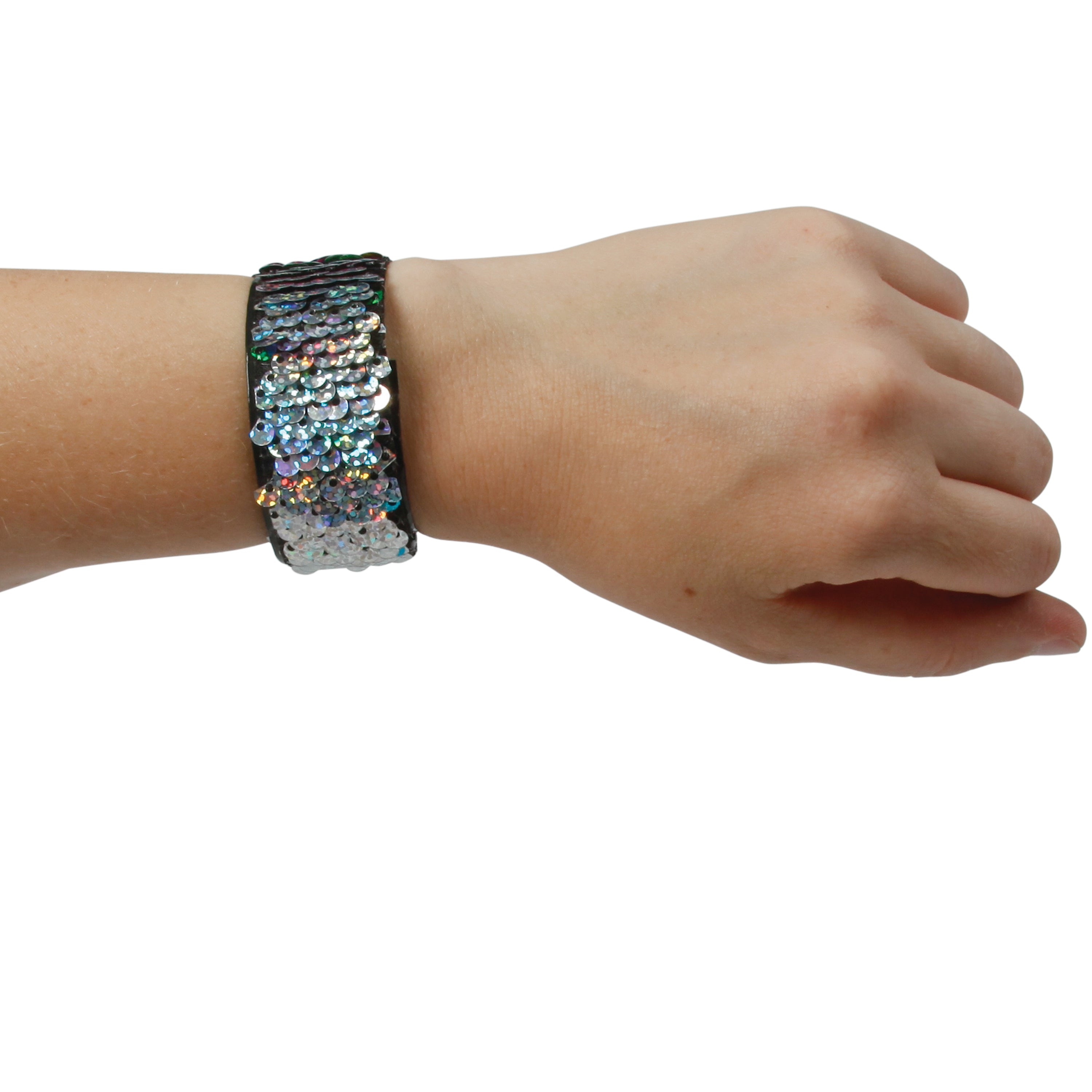 Rainbow Sequin Slap Bracelet/24 Per Disp - 24 Count