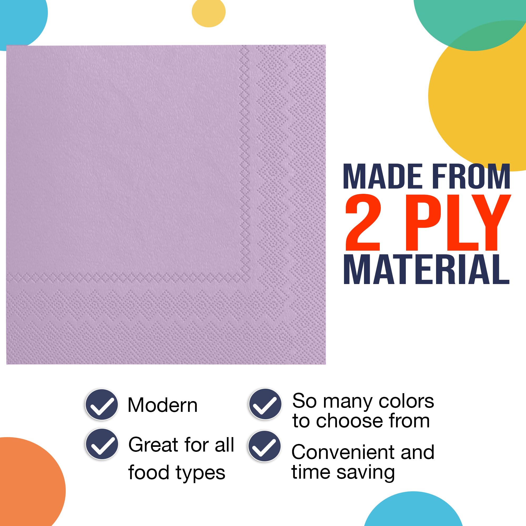 Lavender Luncheon Napkins - 6.75 in. x 6.75 in. | Case of 3600