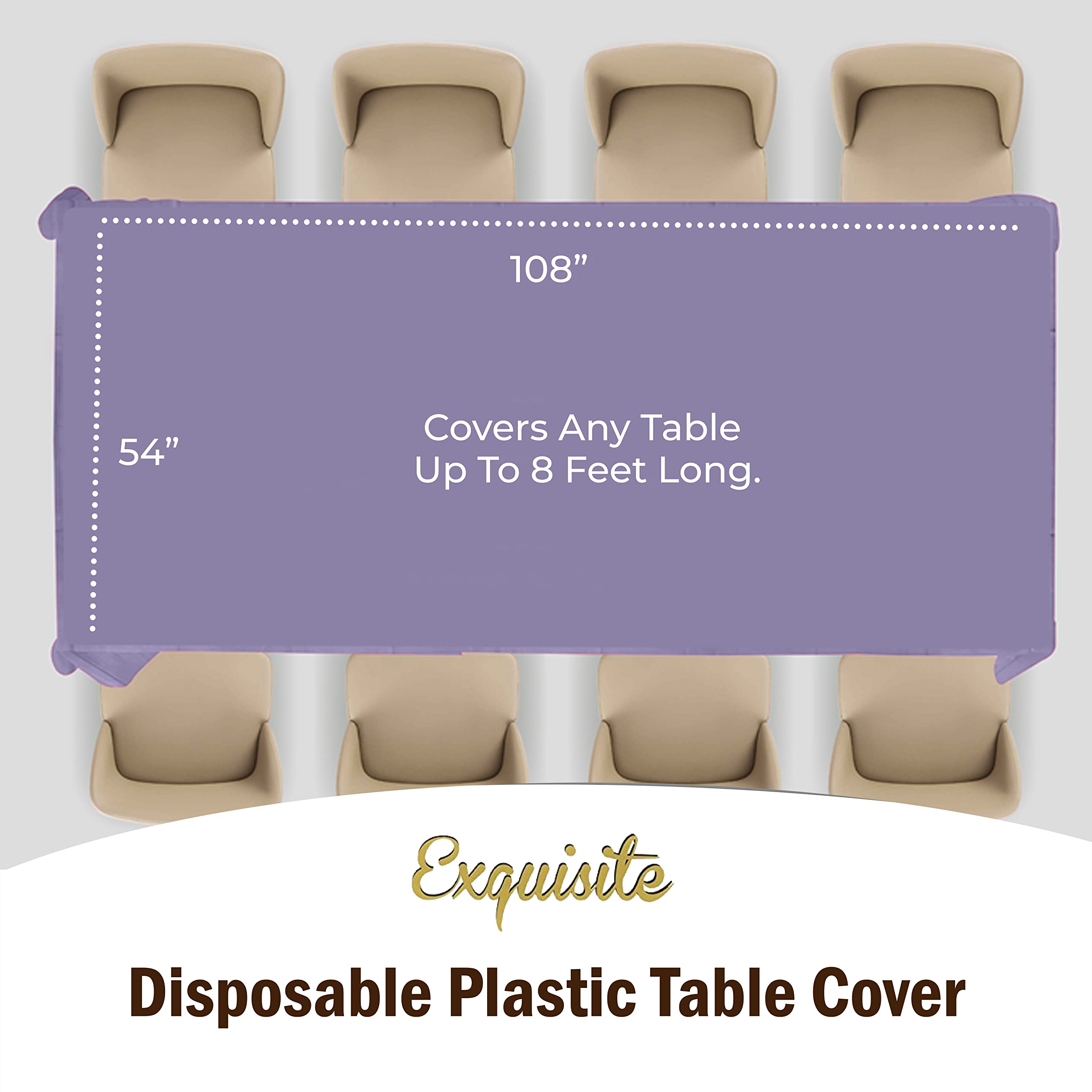 Premium Lavender Plastic Table Covers | 6 Pack - 54 In. x 108 In.