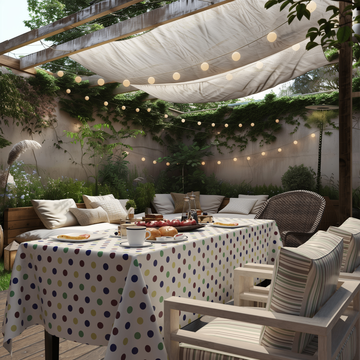 Multi Colored Polka Dot Plastic Table Cover | Case of 48 - 54 In. x 108 In.