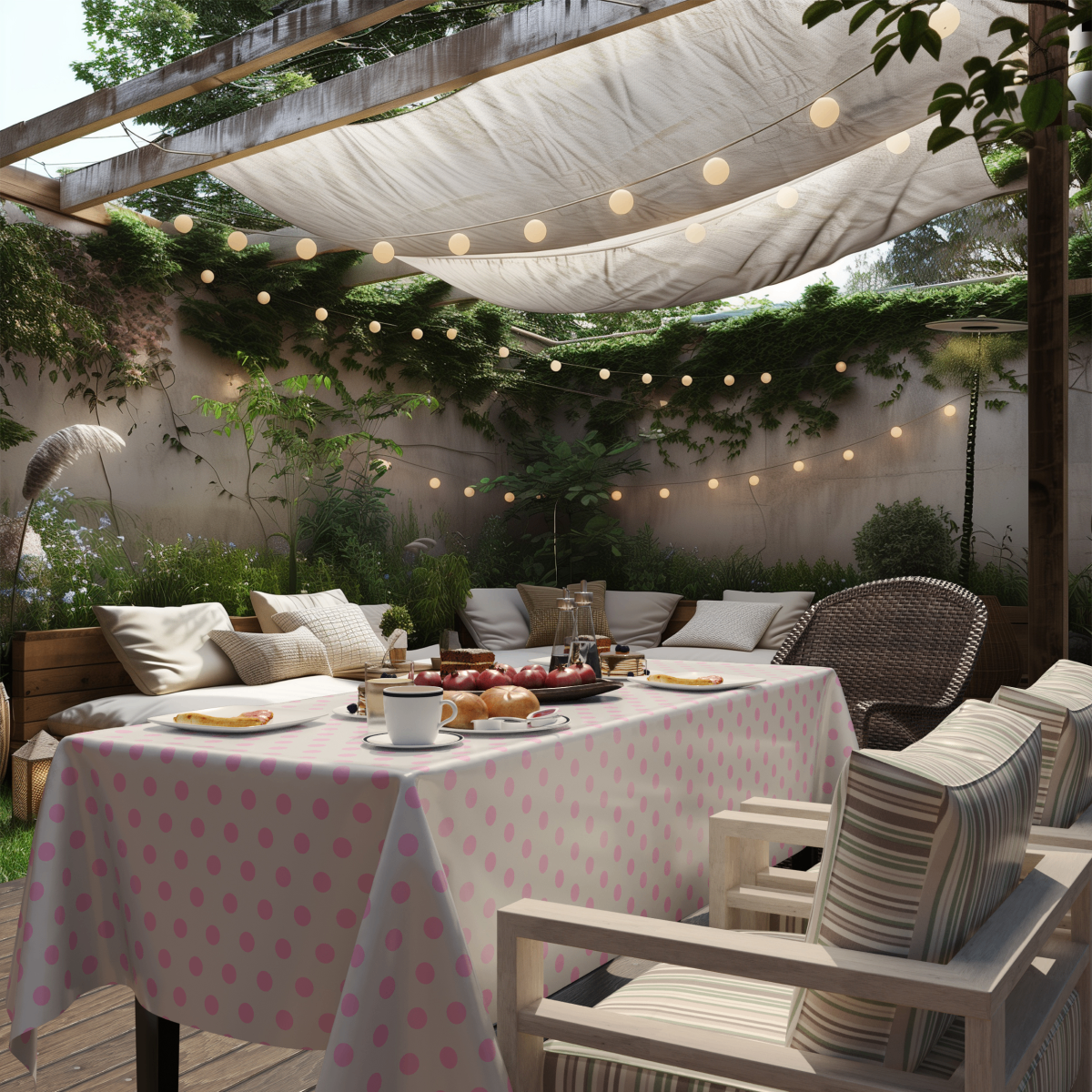 Pink Polka Dot Plastic Table Cover - 54 In. x 108 In.