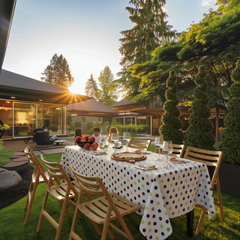 Multi Colored Polka Dot Plastic Table Cover - 54 In. x 108 In.