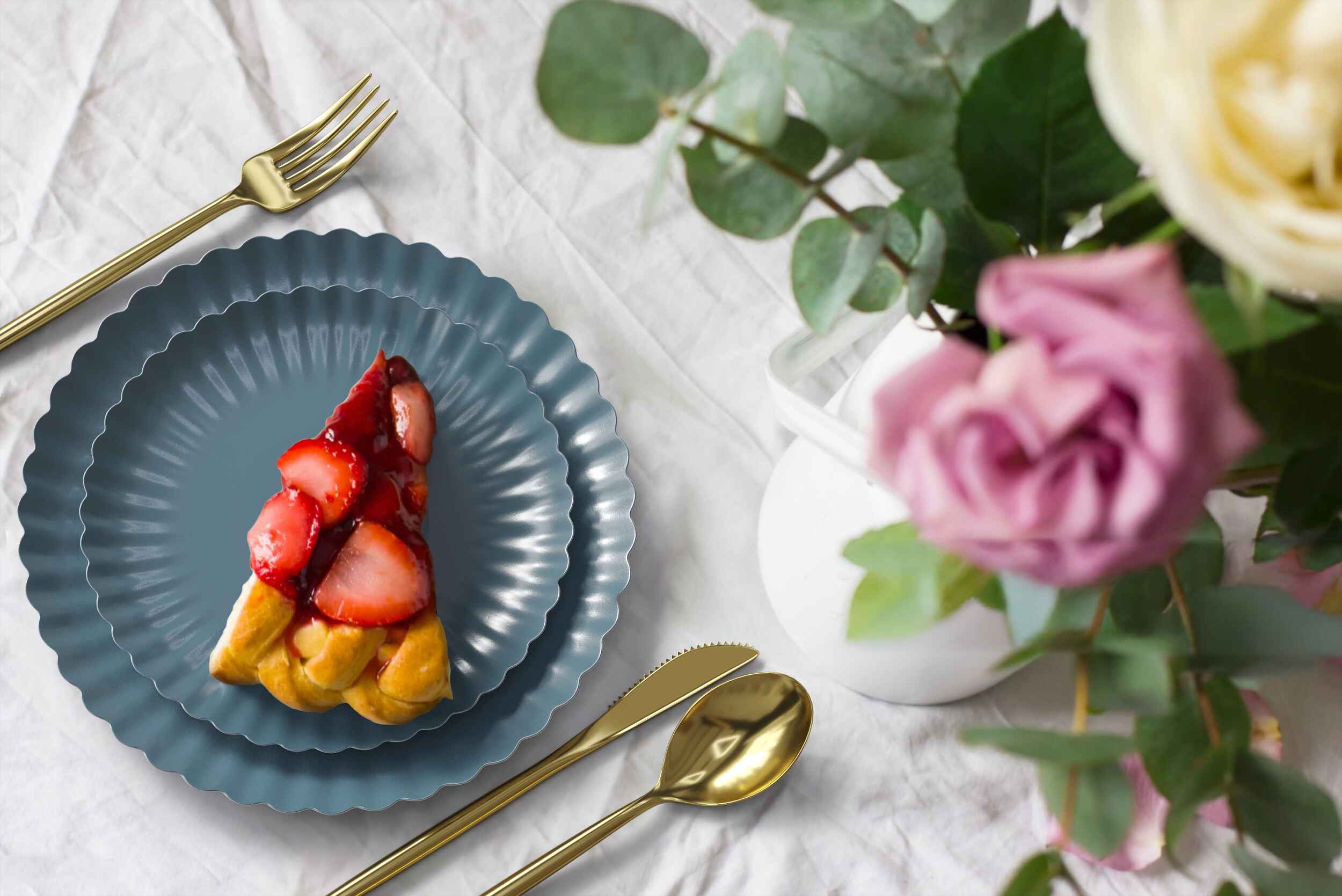 Scalloped Paper Plate Combo 20/20 - Slate Blue
