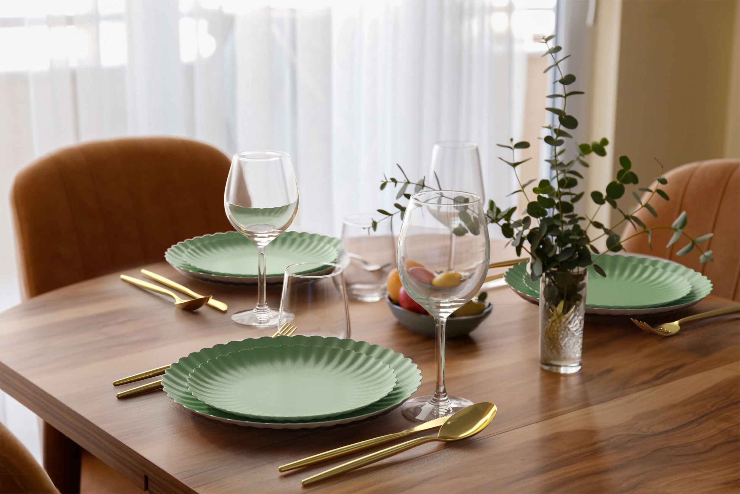 8.5 In. Scalloped Paper Plates - Matcha | 10 Count