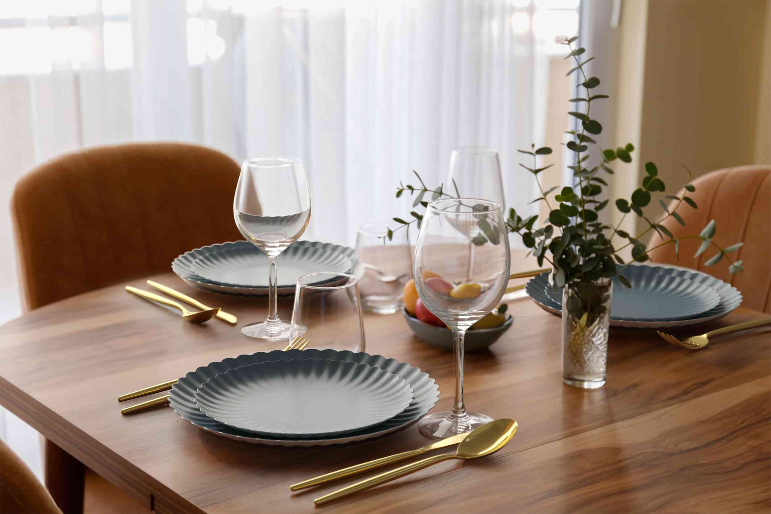 Scalloped Paper Plate Combo 20/20 - Slate Blue