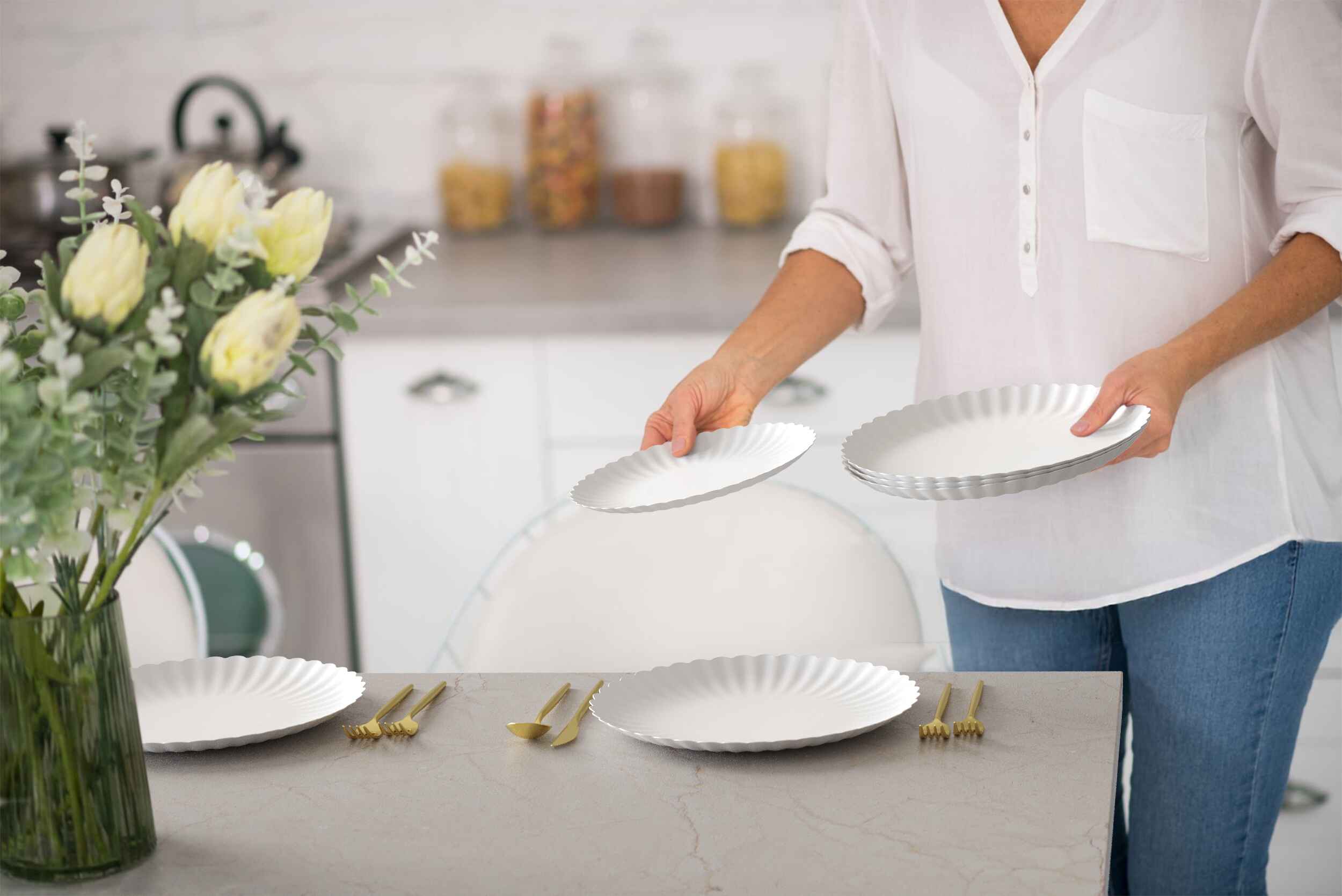 Scalloped Paper Plate Combo 20/20 - Snow