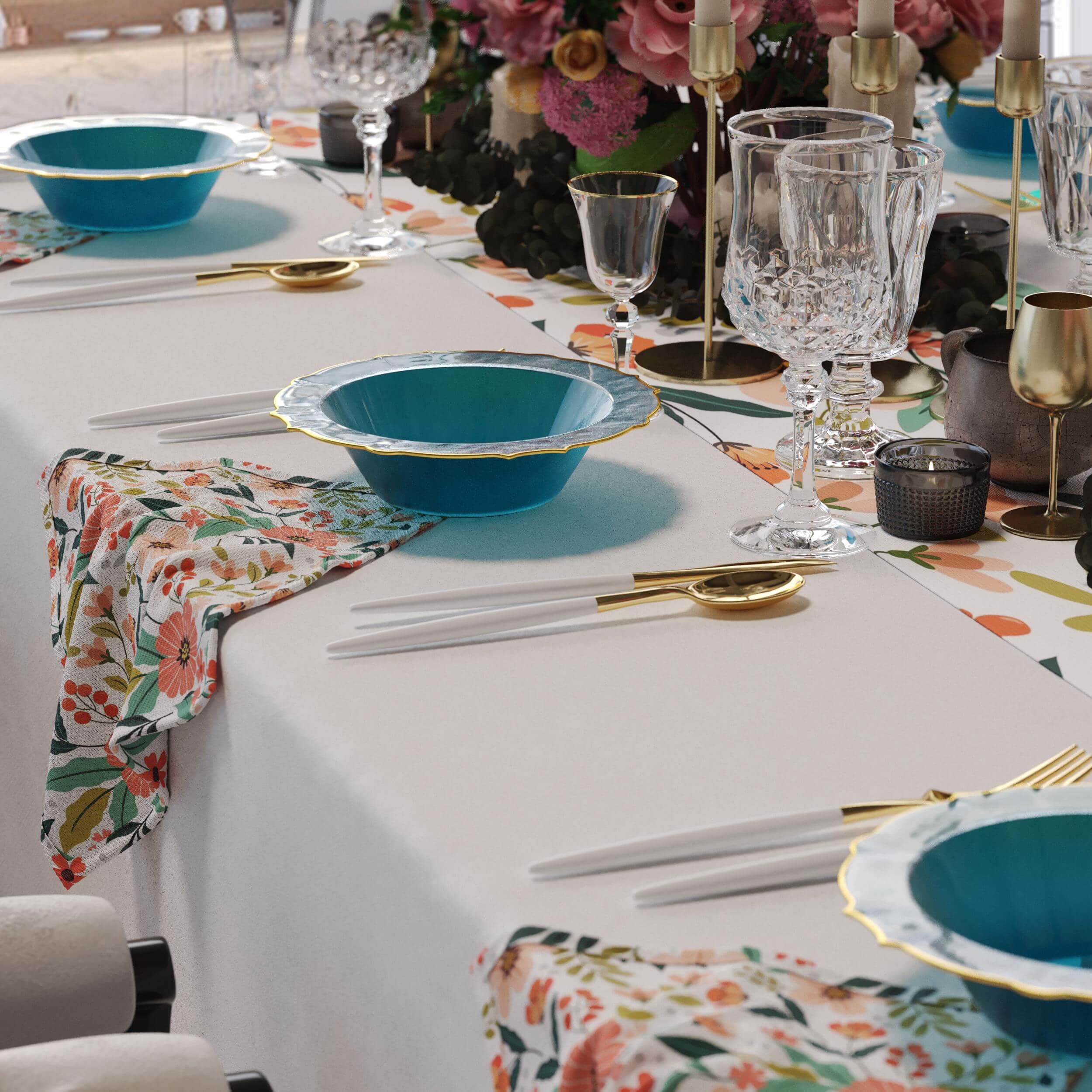 12 Oz. Peacock/Gold Petal Bowls | 20 Count