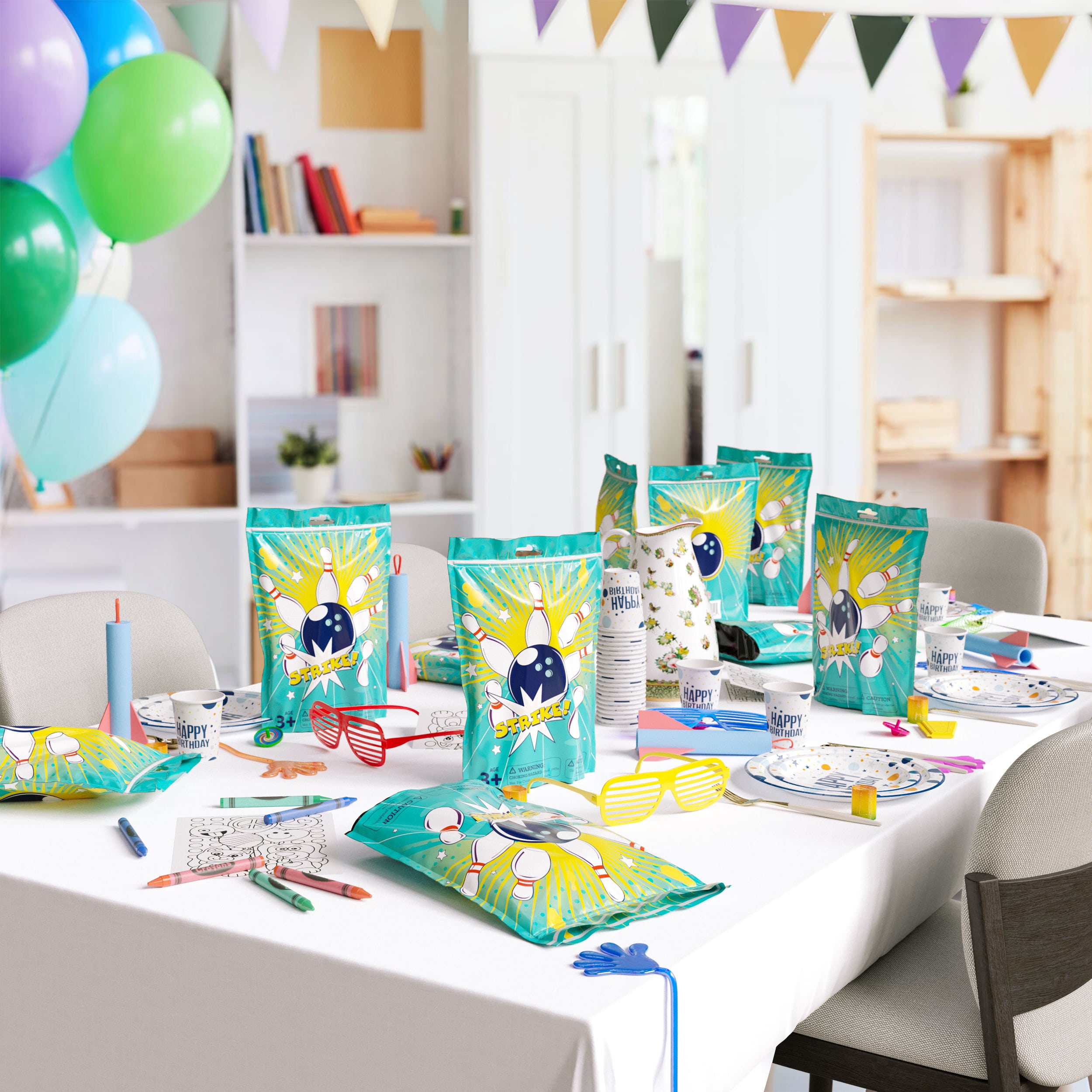 8 Piece Goody Bag - Bowling Theme | 10 Count