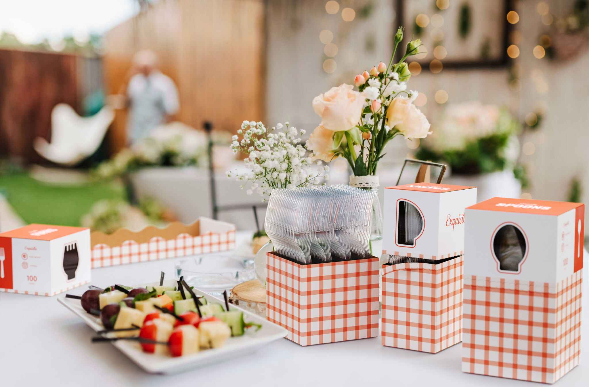 Clear Cutlery Caddy Combo - Gingham