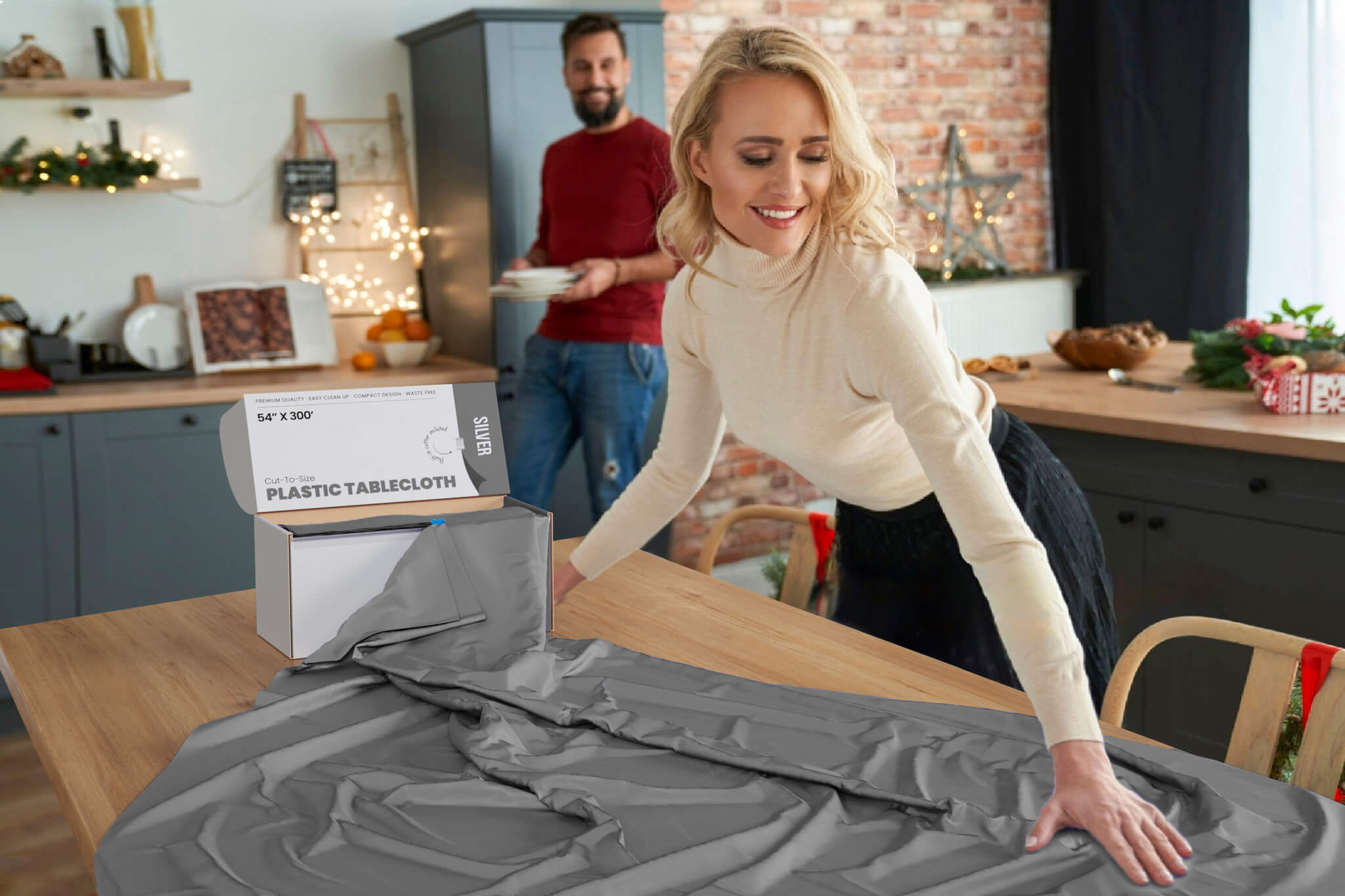 54 In. x 300 Ft. Cut To Size Table Roll  | Silver | Case of 4