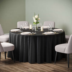 120 In. Premium Round Black Plastic Table Cover