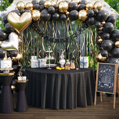 120 In. Premium Round Black Plastic Table Cover