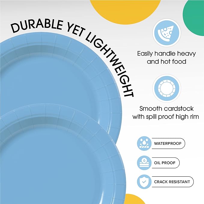 7 In. Light Blue Paper Plates | Case of 1000