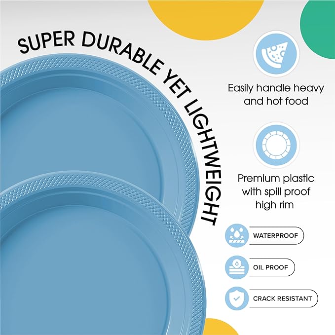 Little Gym - 7 In. Light Blue Plastic Plates | 100 Count