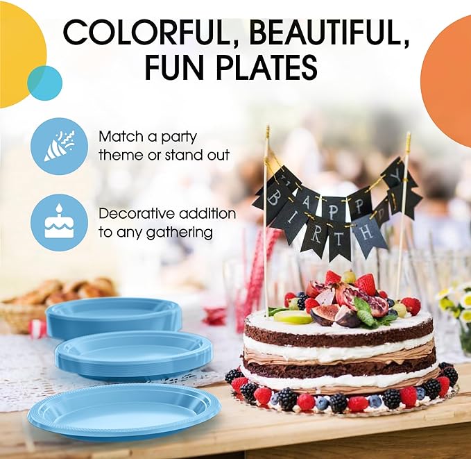 Little Gym - 7 In. Light Blue Plastic Plates | 100 Count