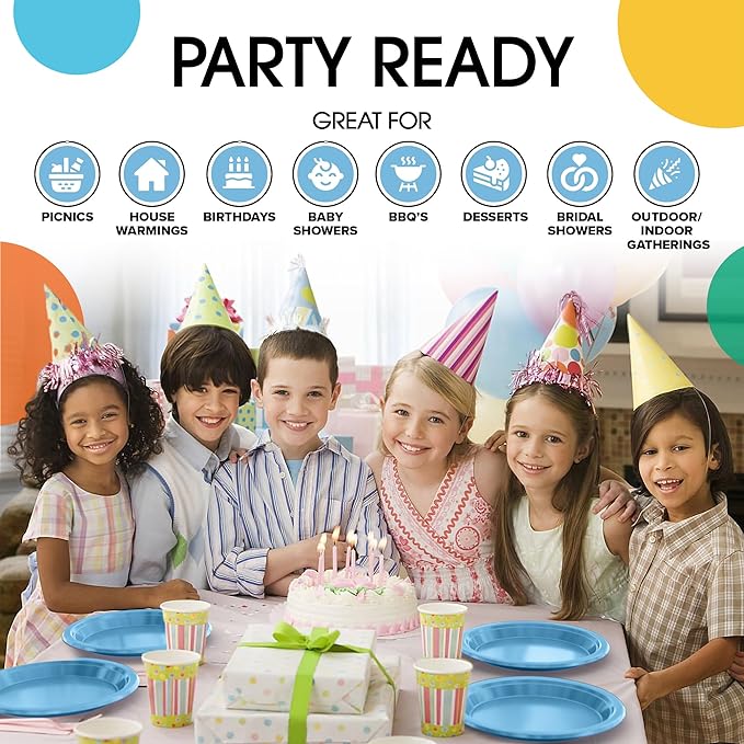 Little Gym - 7 In. Light Blue Plastic Plates | 100 Count