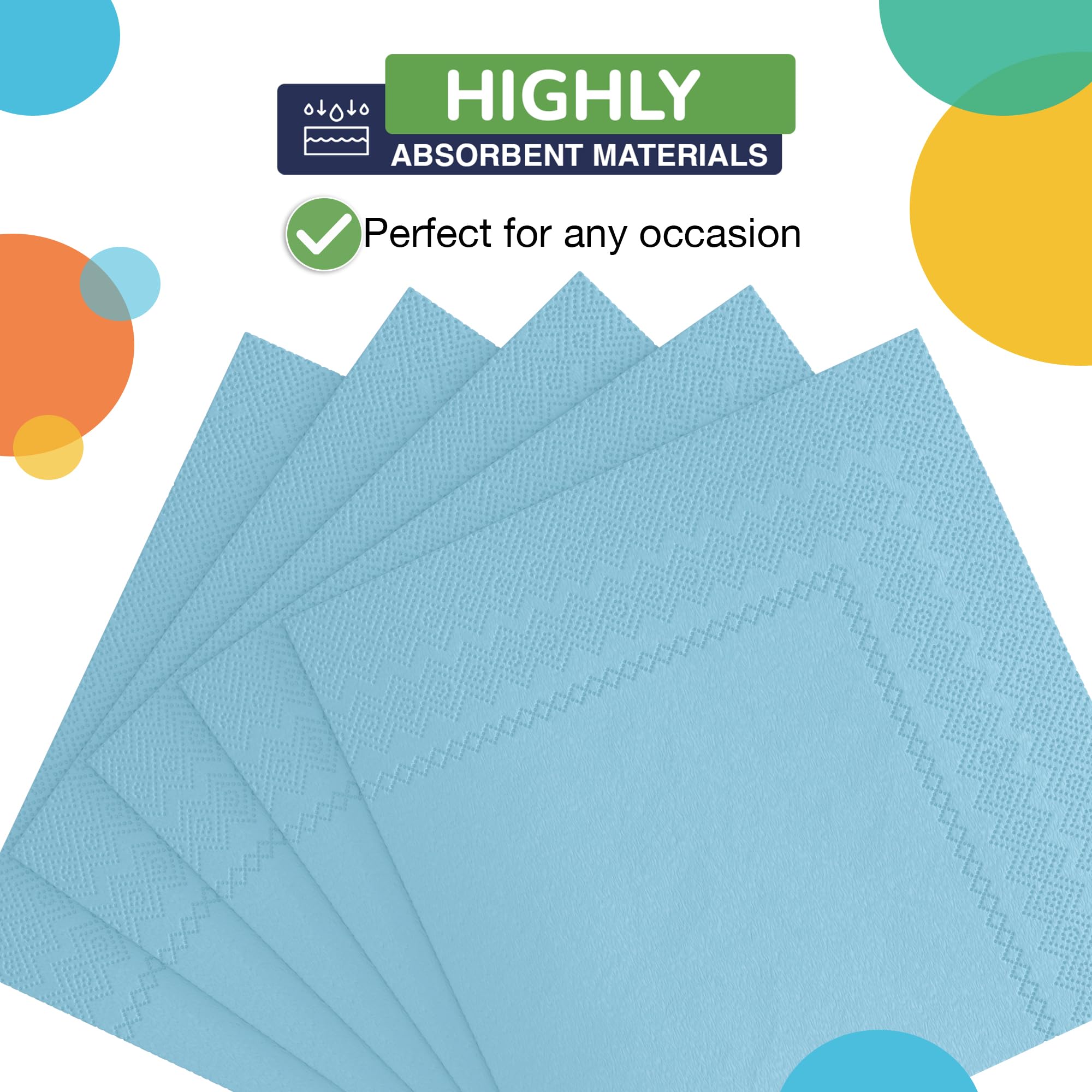 Light Blue Luncheon Napkins - 6.75 in. | 1800 Count