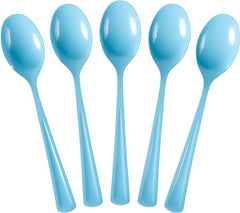 Heavy Duty Light Blue Plastic Spoons - 7 in. | 100 Count