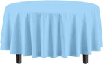 Premium Round Light Blue Plastic Table Cover - 84 in.