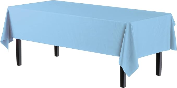 Premium Light Blue Plastic Table Covers | 6 Pack - 54 In. x 108 In.