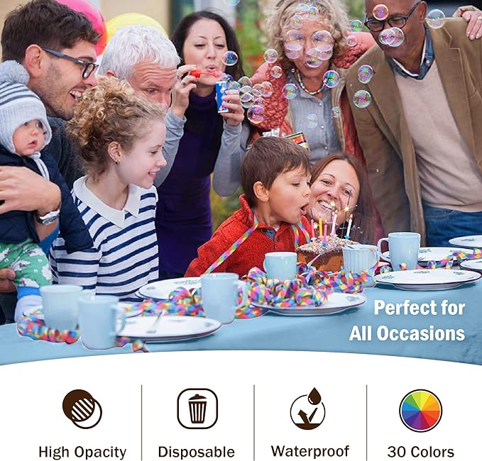 Premium Light Blue Plastic Table Covers | 6 Pack - 54 In. x 108 In.