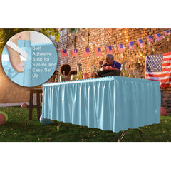 Light Blue Plastic Table Skirt