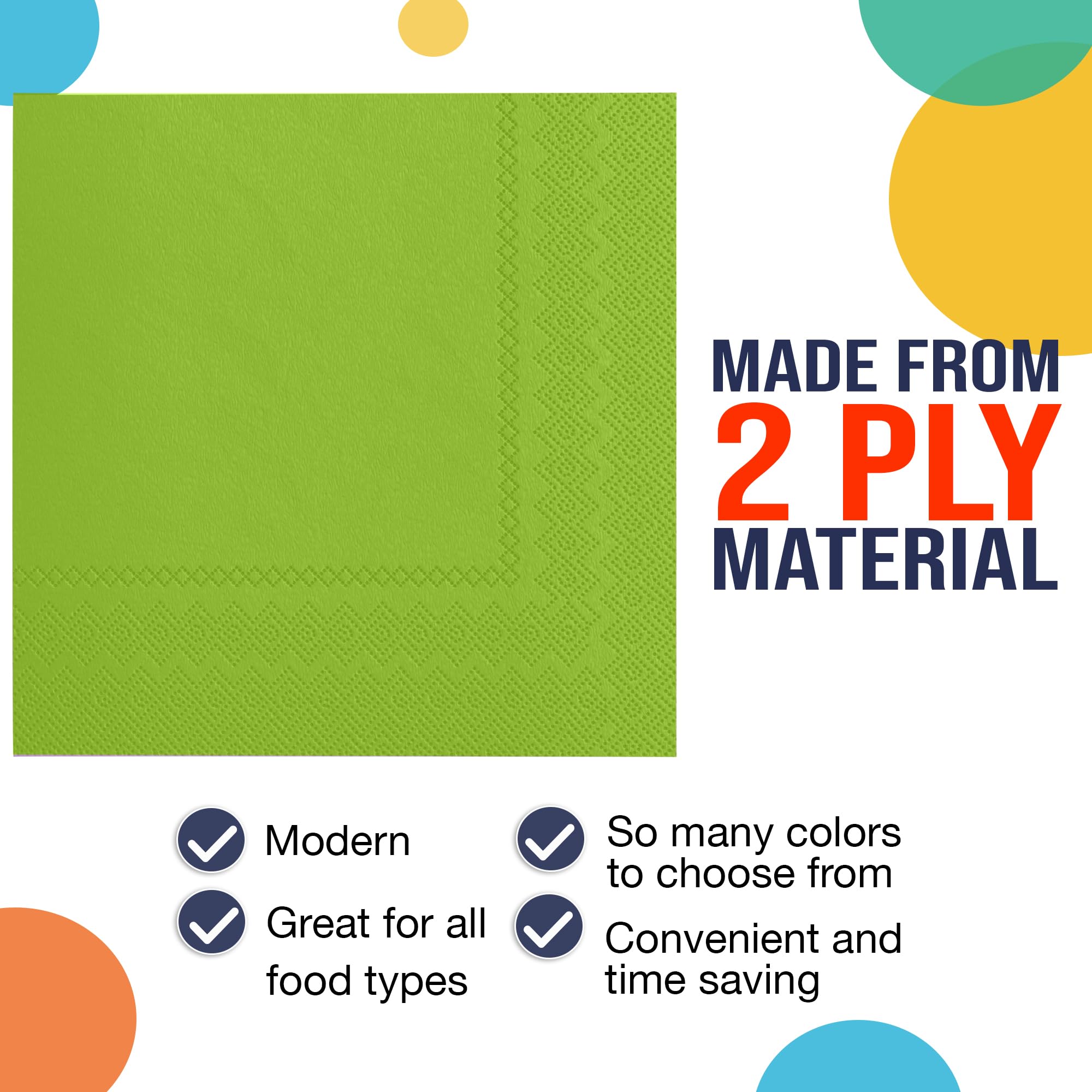 Lime Green Beverage Napkins - 9 in. | 1800 Count