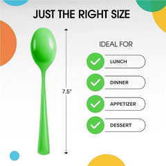 Heavy Duty Lime Green Plastic Spoons - 7 in. | Case of 1200