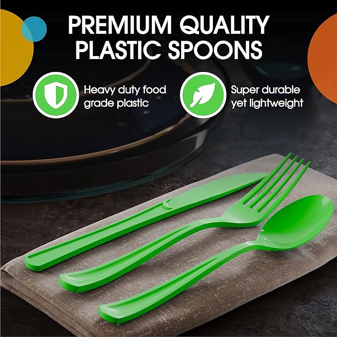 Heavy Duty Lime Green Plastic Spoons - 7 in. | Case of 1200