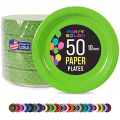 10 In. Lime Green Paper Plates - 50 Ct.