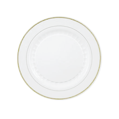 10 In. White/Gold Elegance Plates | 10 Count