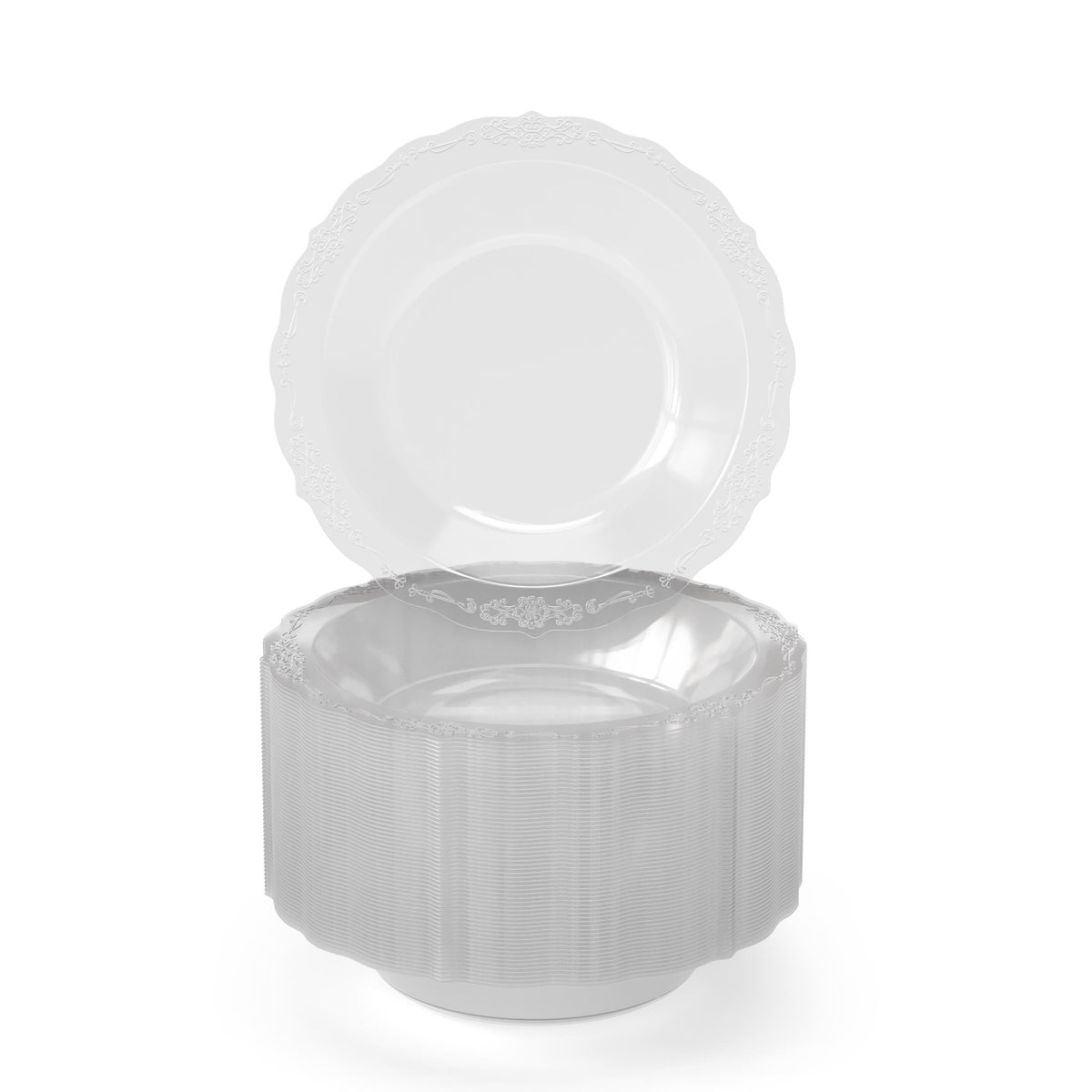12 Oz. Clear Victorian Design Plastic Bowls | 120 Count