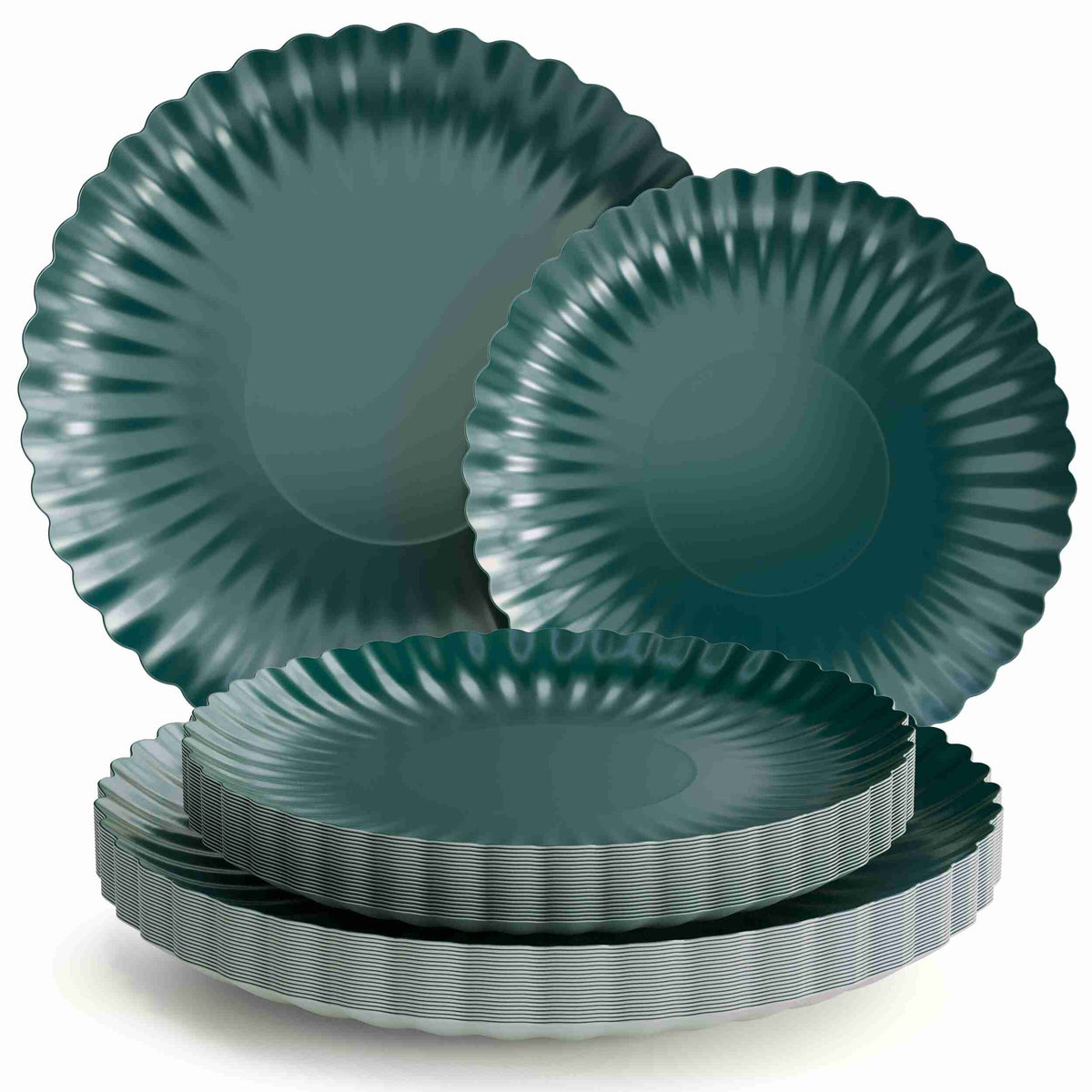 Scalloped Paper Plate Combo 20/20 - Black Aqua