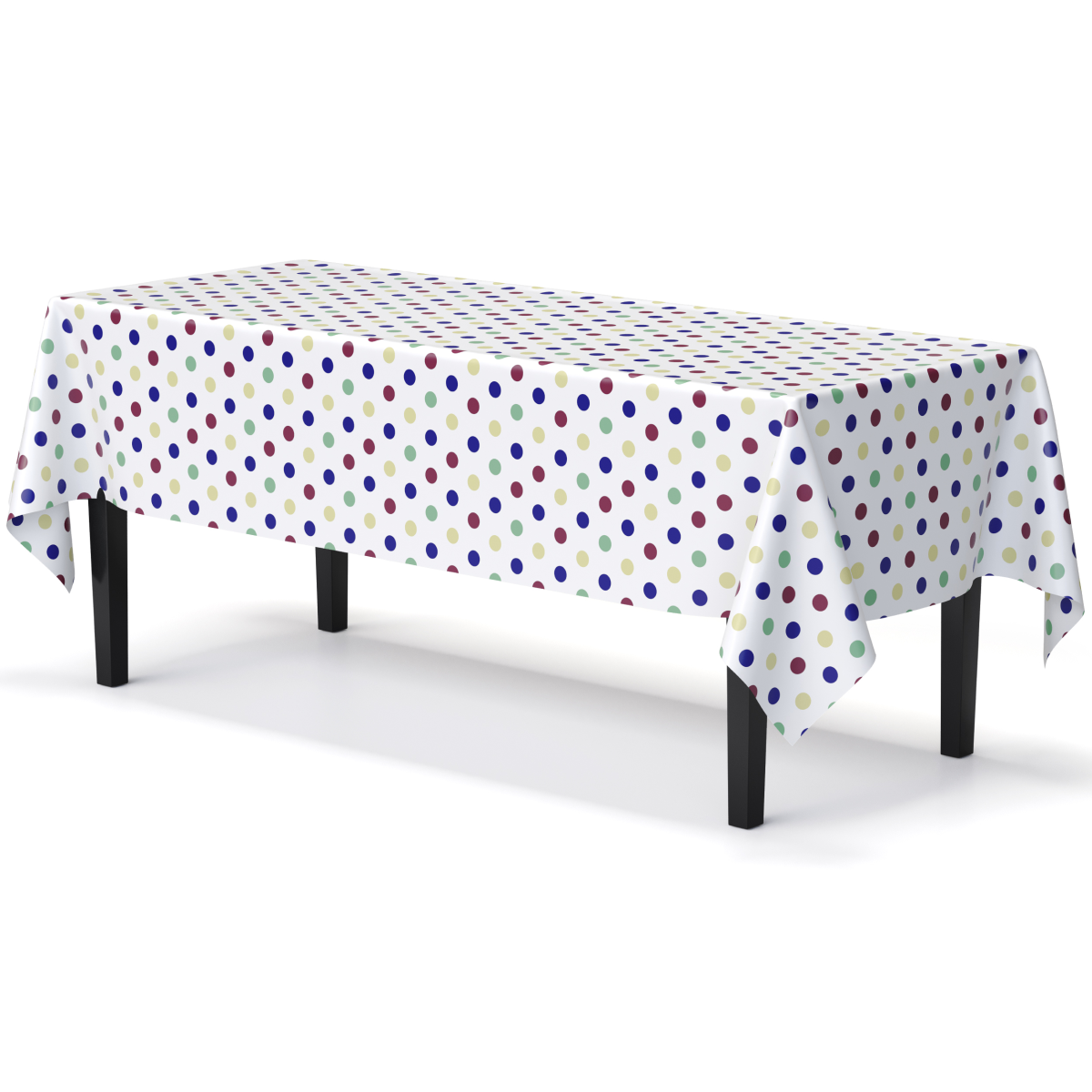 Multi Colored Polka Dot Plastic Table Cover | Case of 48 - 54 In. x 108 In.